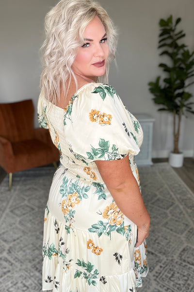 Cream Floral Dress