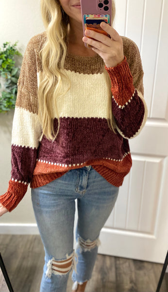Fall Rust Colorblock Sweater