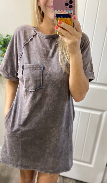 Mineral Wash Pocket T-Shirt Dress