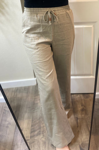 Natural Wide Leg Linen Pants