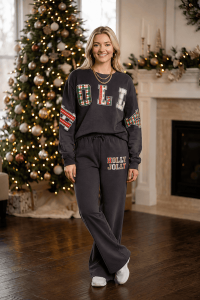 Holly Jolly Patch Charcoal Sweatshirt
