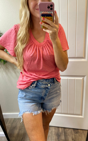 Loveret Raw Hem Distressed Shorts