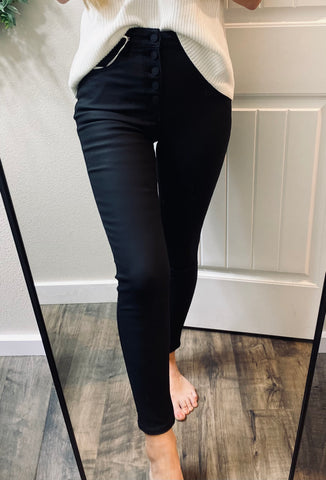 Kancan Black Coated BUttonfly Denim