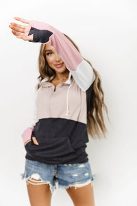 Sale! Ampersand Tan/Pink 1/2 Zip Hoodie