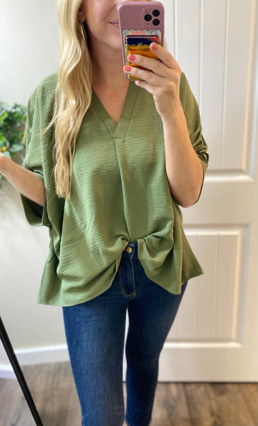 Woven Puff 1/2 Sleeve Blouse