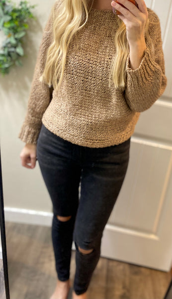 Mocha Knit On/Off Shoulder Sweater