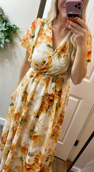Tie Back Spring Floral Maxi Dress