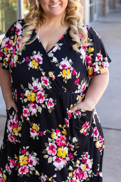 Black Floral Hi-Low Dress