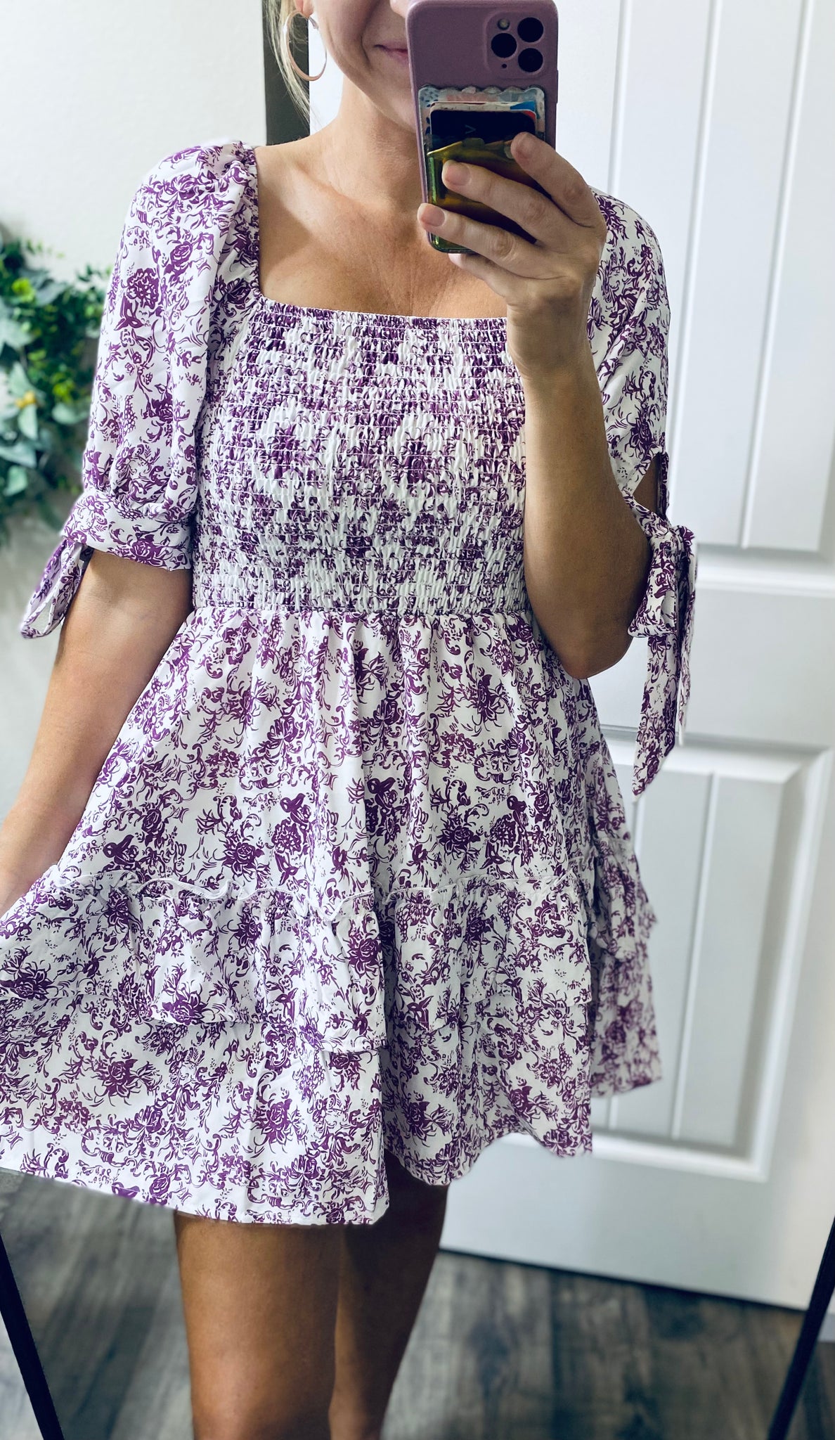 Purple Floral Ruffle Dress