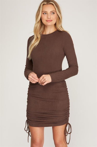 Sale! Ruched Side Long Sleeve Dresses