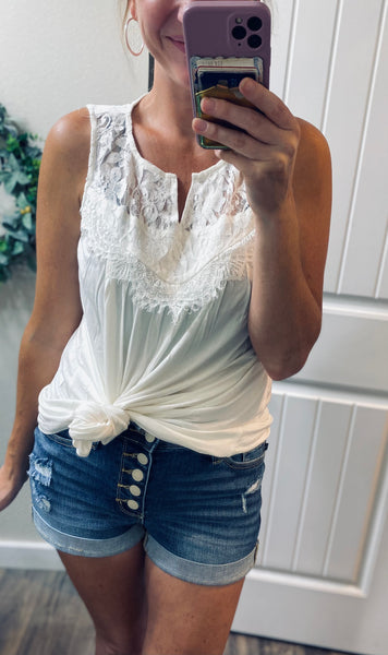 Sale! White Lace Detail Sleeveless Top