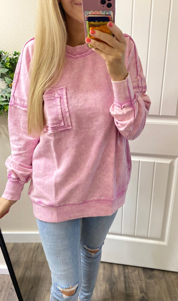 Mauve Exposed Seam Pocket Sweater