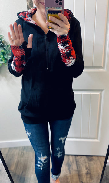 Black Snowflake 1/2 Zip Hoodie