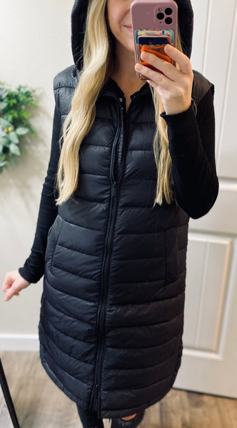 Black Puff Long Vest