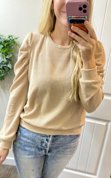 Sale! Ribbed Puff Long Sleeve