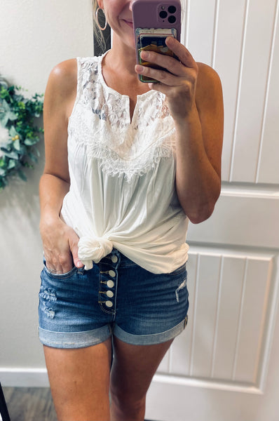 Sale! White Lace Detail Sleeveless Top