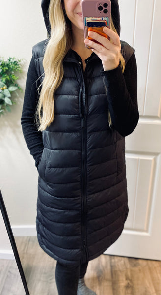 Black Puff Long Vest