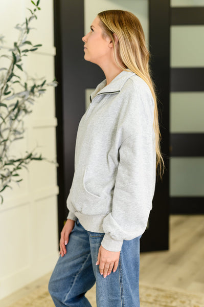 Bonbon Delight Half Zip Pullover in Grey