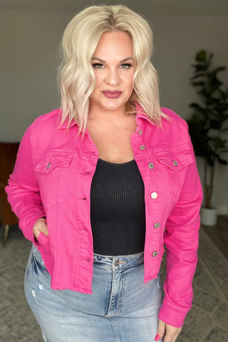 Judy Blue Denim Jacket in Hot Pink