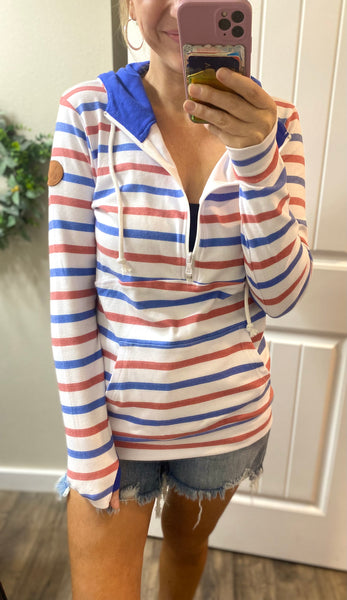 American Stripe 1/2 Zip Hoodie