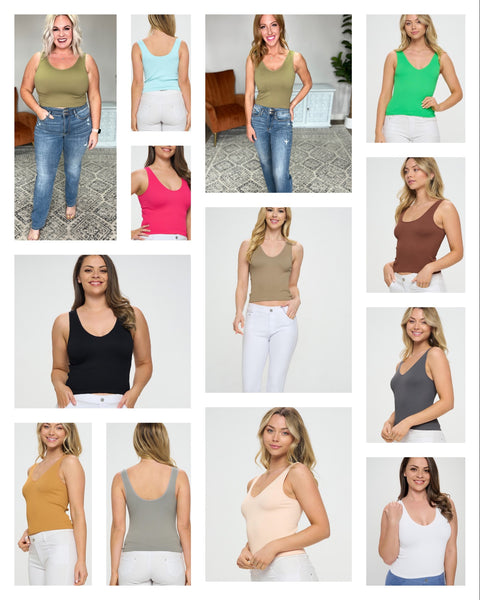 Ribbed Seamless Reversible Cropped Cami