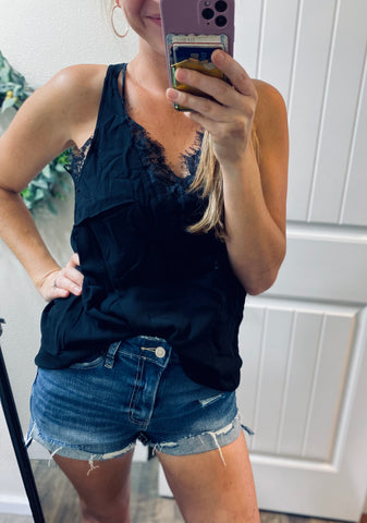 SALE! Black Lace V Sleeveless Tank