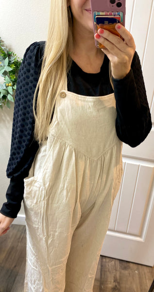 Ruched Wide Leg Overalls