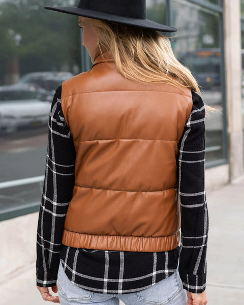 Buttery Soft Faux Leather Puffer Vest