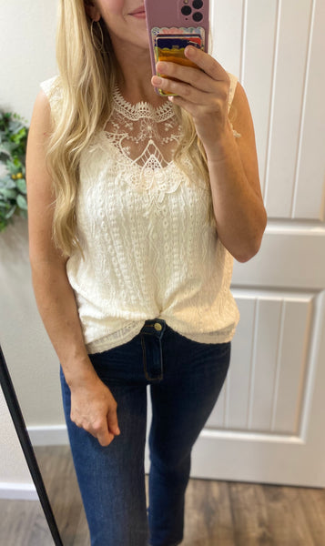 Lace Eyelet Sleeveless Top