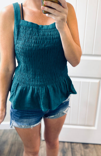 Hunter Green Smocked Tank