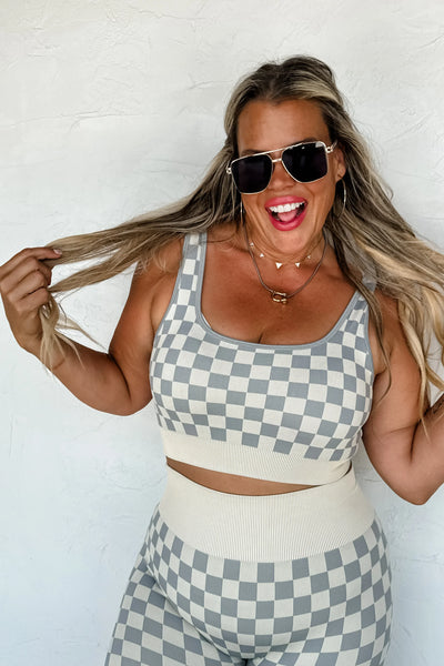 Preorder Blakeley Checker Bra & Biker Short Sets