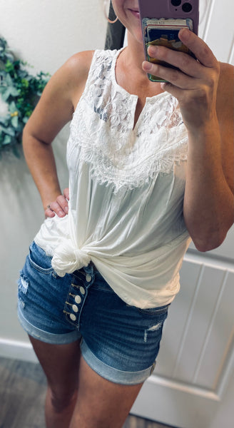 Sale! White Lace Detail Sleeveless Top