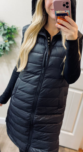 Black Puff Long Vest
