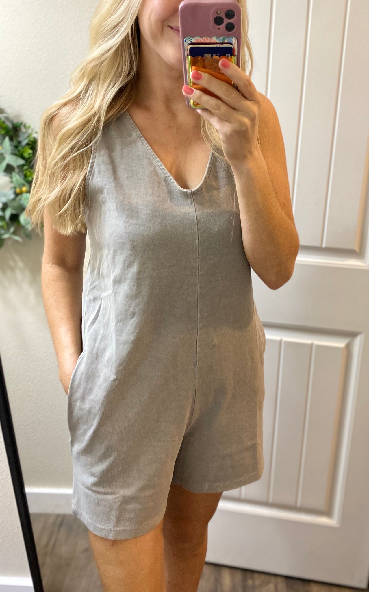 Gray Wide Strap Romper