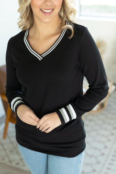 Varsity Stripe Trim Pullover