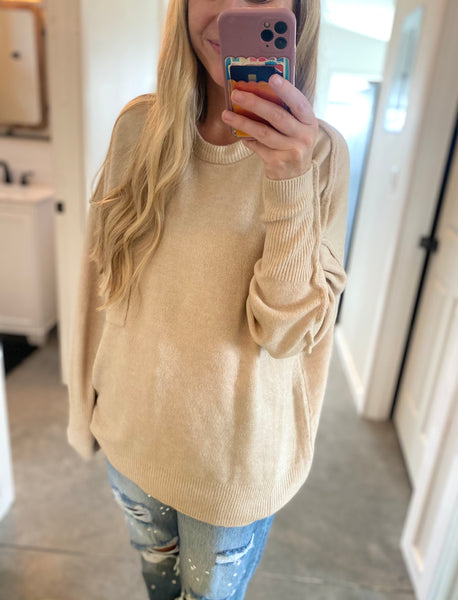 Melange Oversized Hi-Low Pocket Sweater
