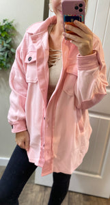 Pink Oversized Fleece Shacket