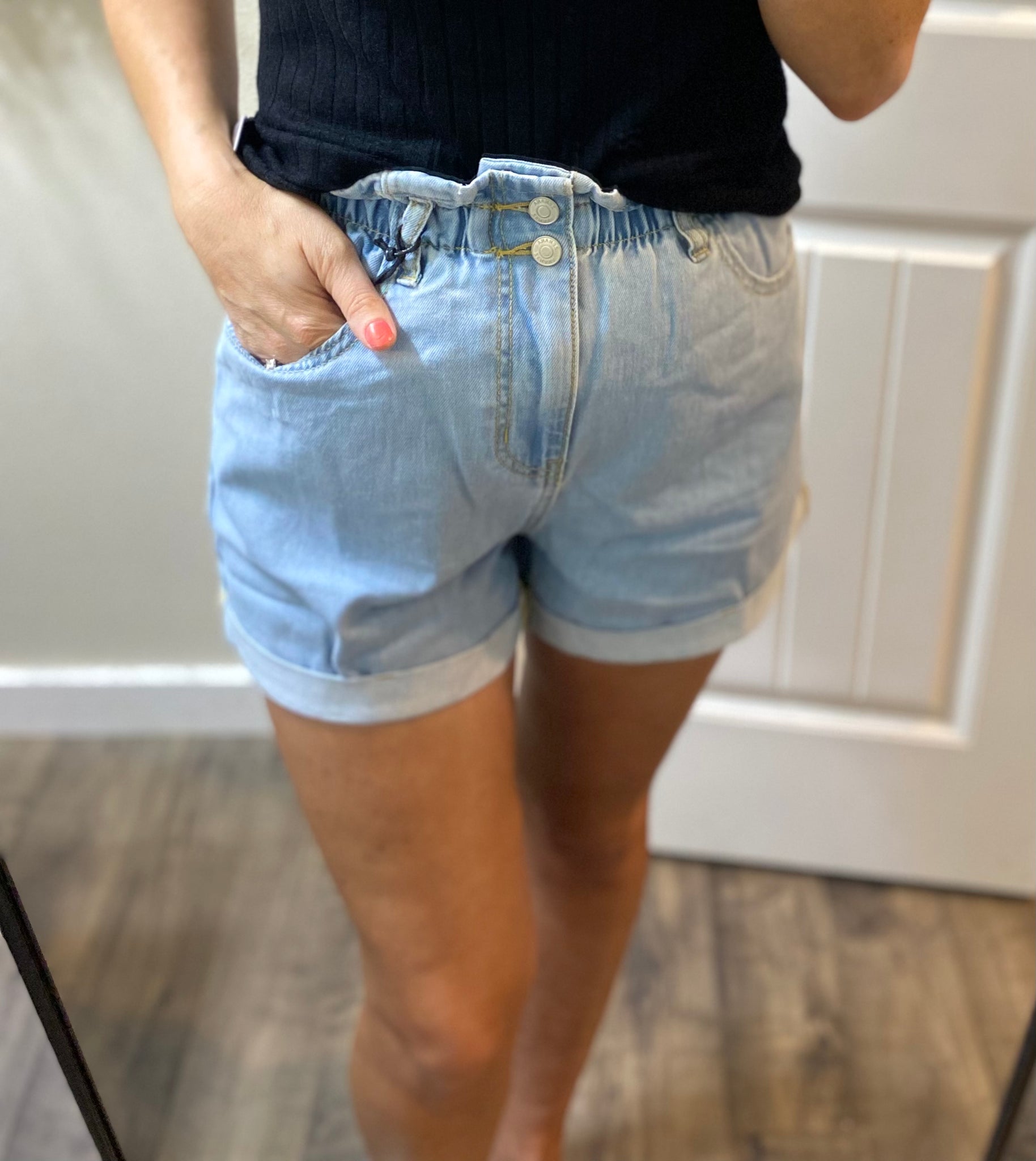 Paperbag Elastic Waist Shorts