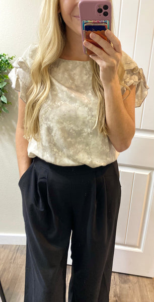 Elastic Pleated Wide Leg Pants