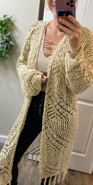 Tassel Knit Long Cardigan