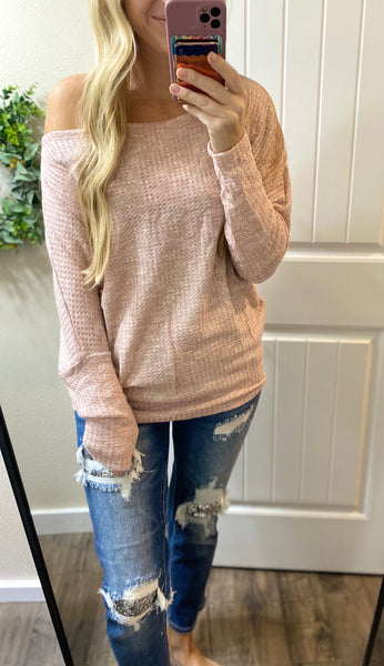 Light Pink Ribbed Waffle Top