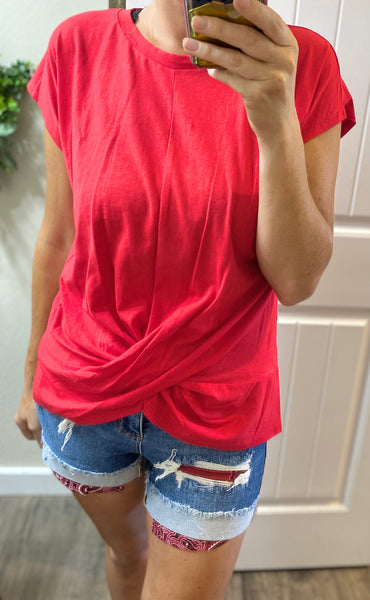 Red Twist Front Top