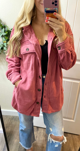 Pink Fleece Shacket