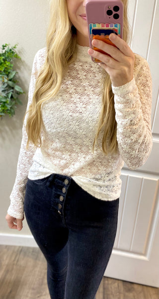 Ivory Lace Mock Neck Top