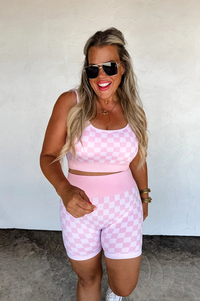 Preorder Blakeley Checker Bra & Biker Short Sets