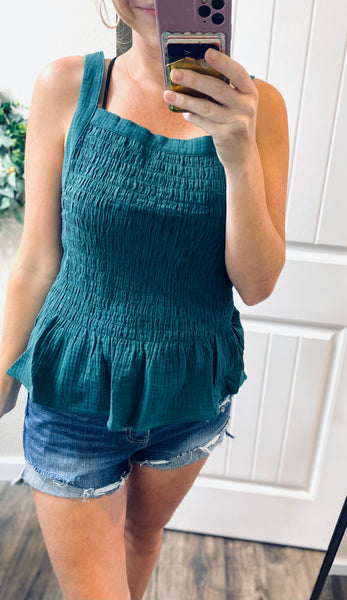 Hunter Green Smocked Tank