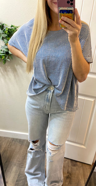 Ribbed Stripe Dolman Sleeve Top