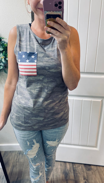 Camo Flag Pocket Tank