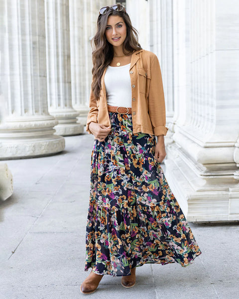 Fall Floral Maxi Skirt
