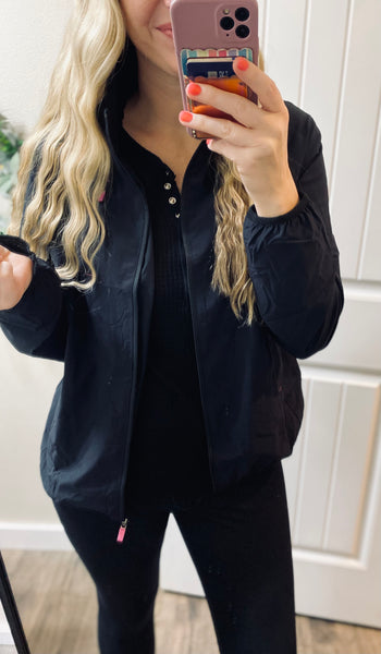 Black Water Resistant Running Jacket